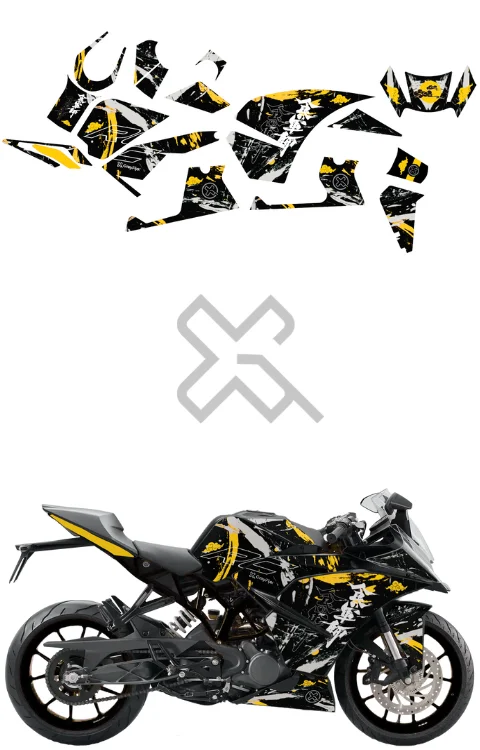 Yellow Moon Edition Full Body Sticker Compatible with KTM RC 125/200/390 | Printed In Premium Matte Vinyl With FPF(Fade Protection Film), Water Proof, Precut Sticker, Pack Of 1 Compatible with Both Side